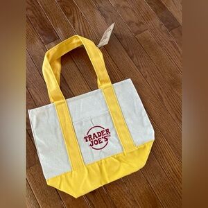 BRAND NEW Trader Joe’s mini yellow canvas tote bag